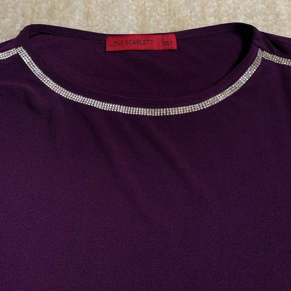 Love Scarlett Blouse Purple Rhinestone Top Size Small Career Workwear Going Out - Picture 3 of 9